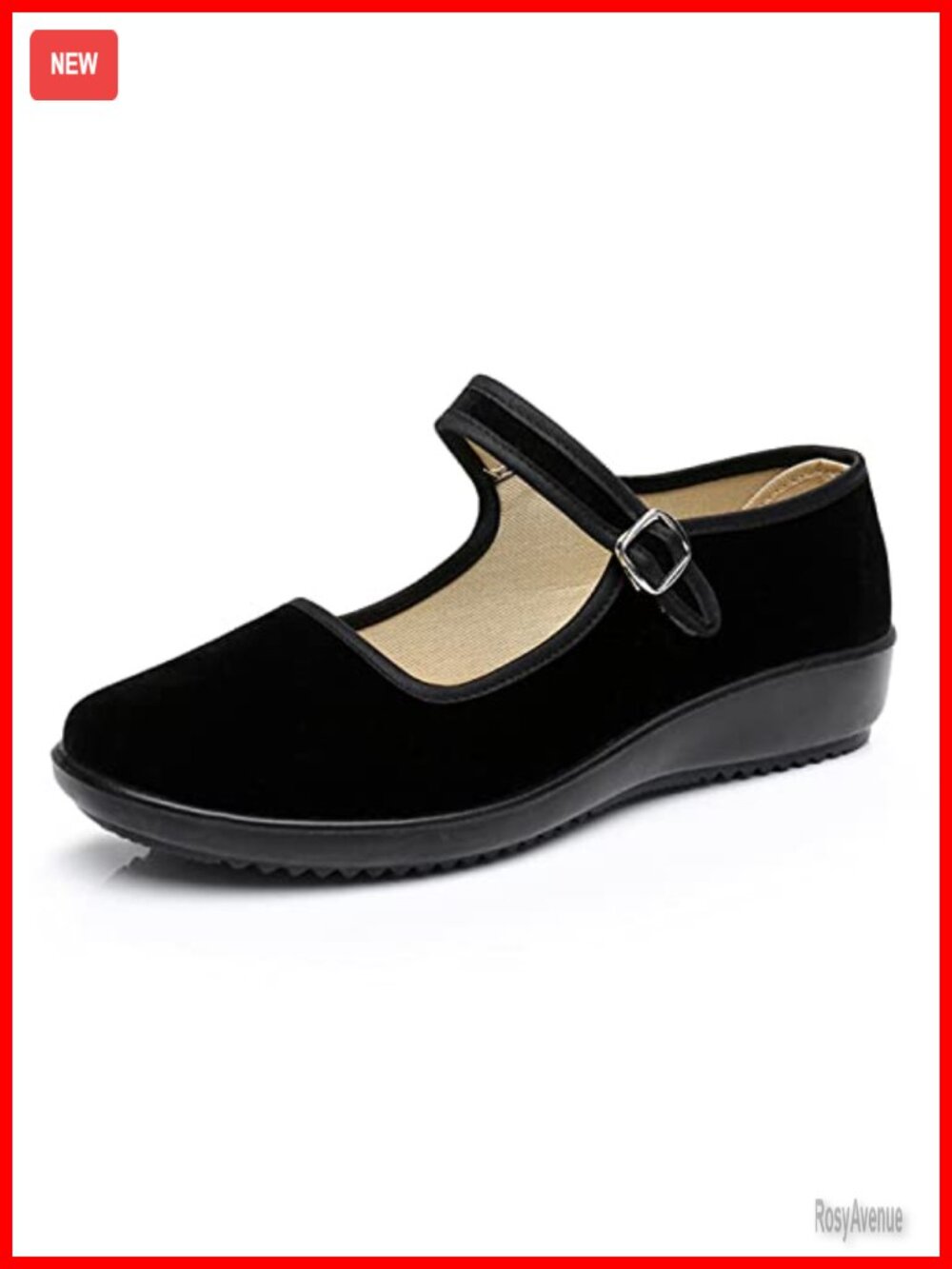 Velvet Mary Jane Flats Cotton Lined Dance Yoga Shoes